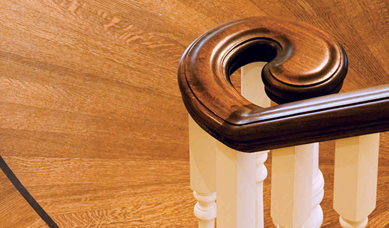 wooden railing on a staircase
