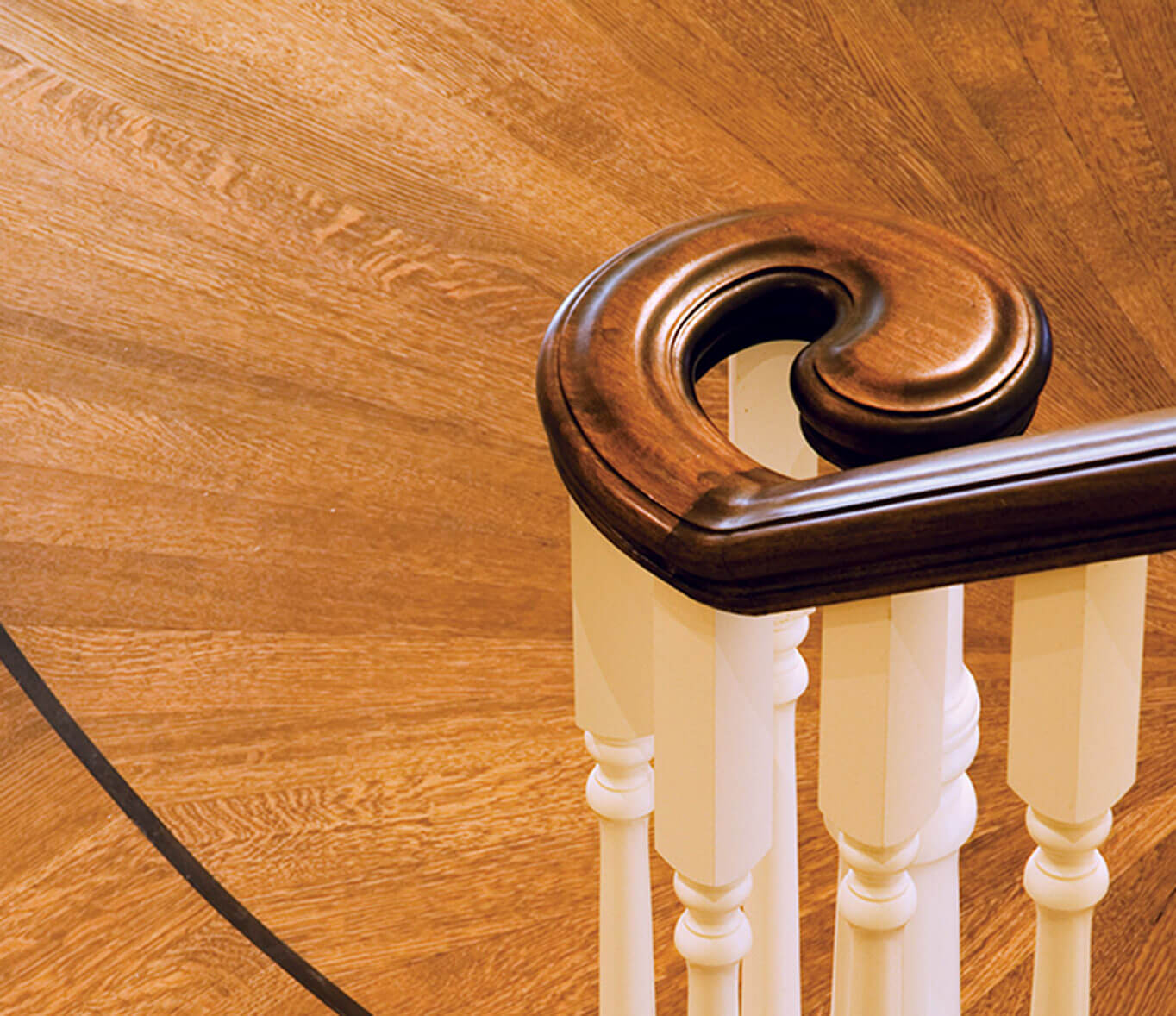 wooden railing on a staircase